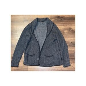 EUC Eileen Fischer 100% cashmere cardigan women's light and dark gray Sz: XL